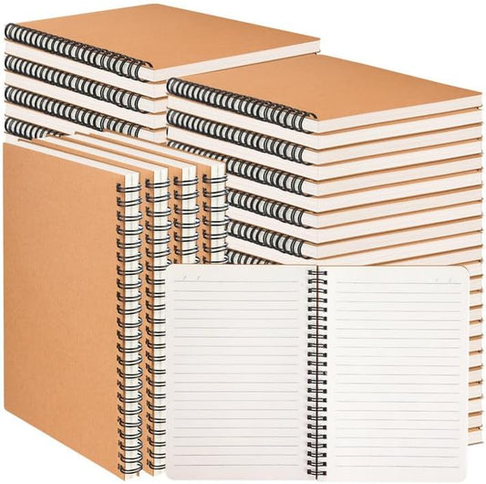 Ruled Spiral Kraft Notebooks - 60 Pack