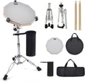Drum Practice Pad Set 12 in Double Sided Silent Pad with Stand