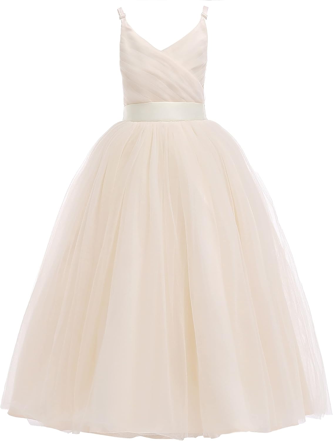 Glamulice Flower Girls Spaghetti Strap Tulle Dress for Parties