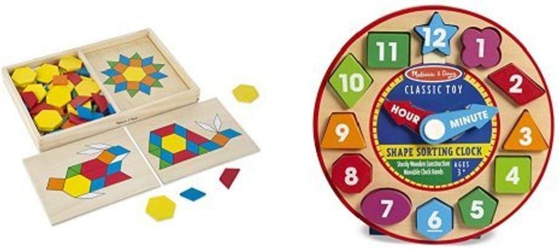 Melissa & Doug Pattern Blocks & Shape Sorting Clock Bundle Review