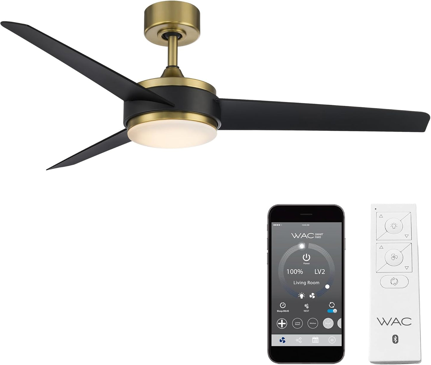 54in Smart Ceiling Fan Satin Brass - Remote Control & Alexa Compatible