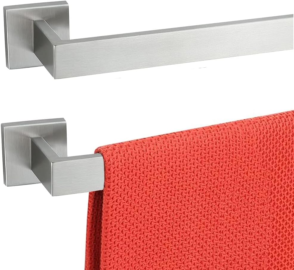28 Inch Towel Bar 2 Pack for Modern Bathrooms in Brush Nickel