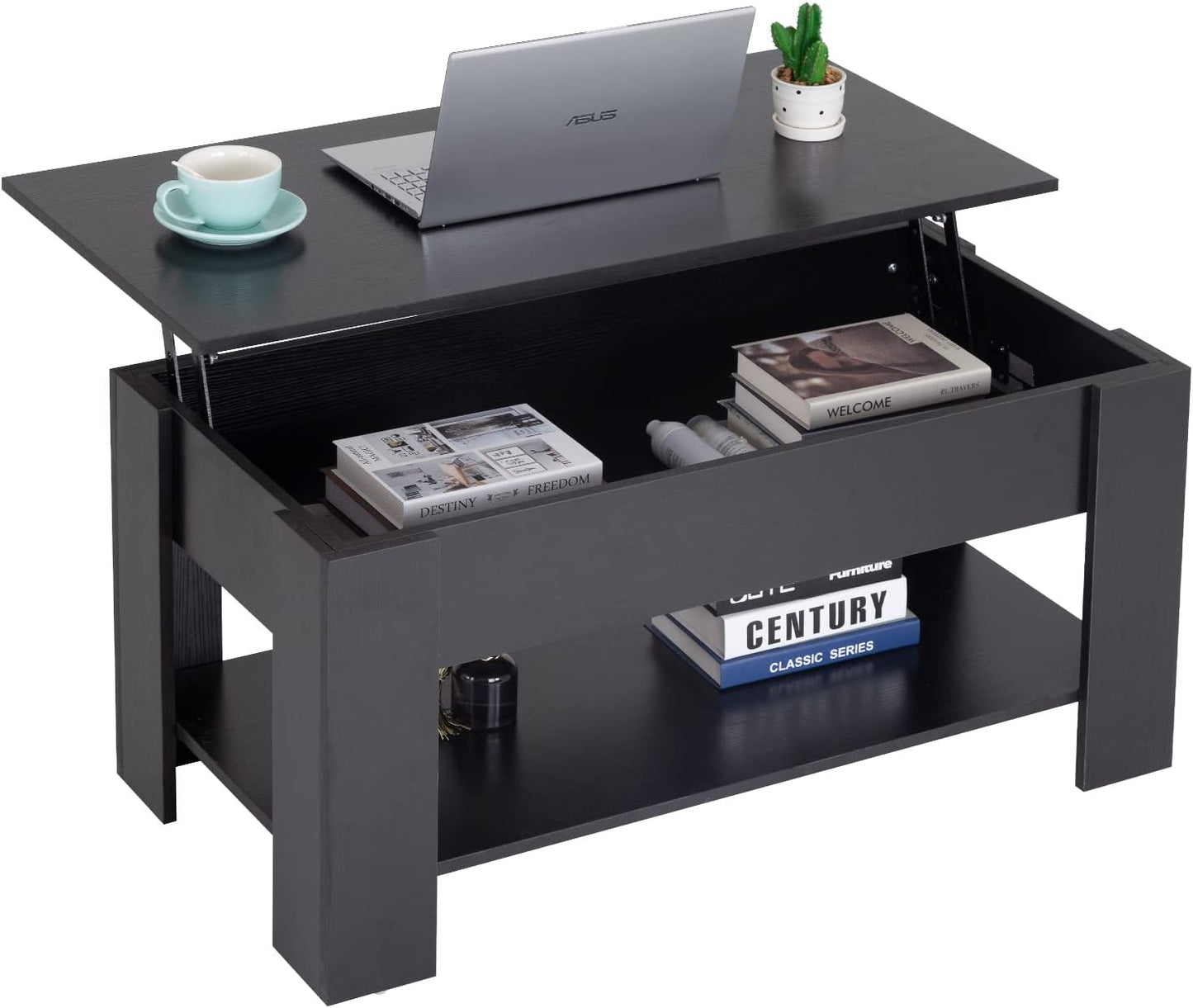 FDW 39.4 Lift Top Coffee Table with Hidden Compartment and Storage