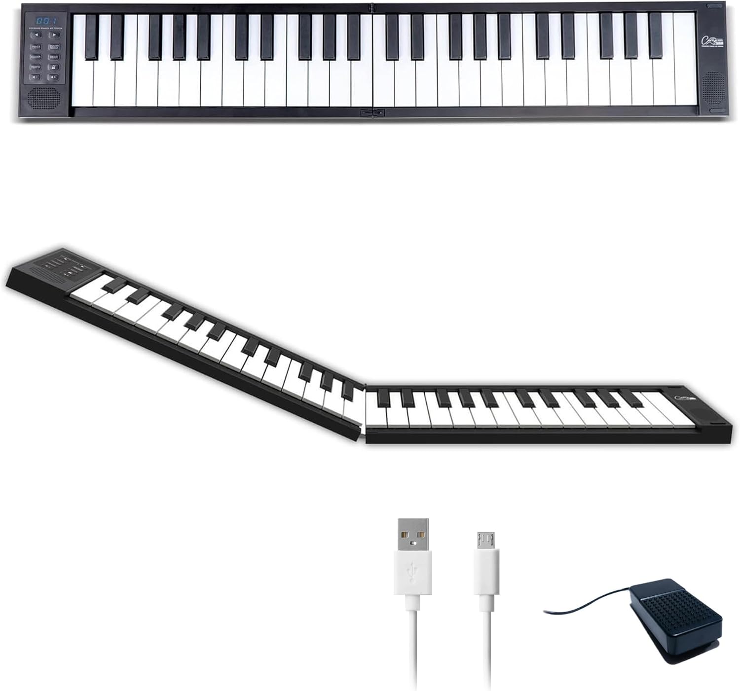 Ultra-Portable Folding 49-Key Piano - 128 Voices, USB MIDI - Travel-Ready
