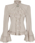 Victorian Blouse Womens Gothic Pirate Shirt - Vintage Lotus Ruffle Top