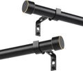 Black 1ft Curtain Rods 30-168ft Adjustable Heavy Duty - Modern End Cap
