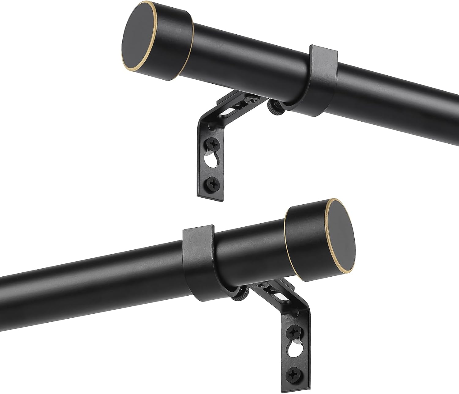YAJUXIU Modern Heavy Duty 1'' Curtain Rod - Adjustable 66-120 Inch, End Cap Design