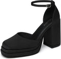 Women Chunky High Heels Platform Pumps - Ankle Strap Bridal Elegance