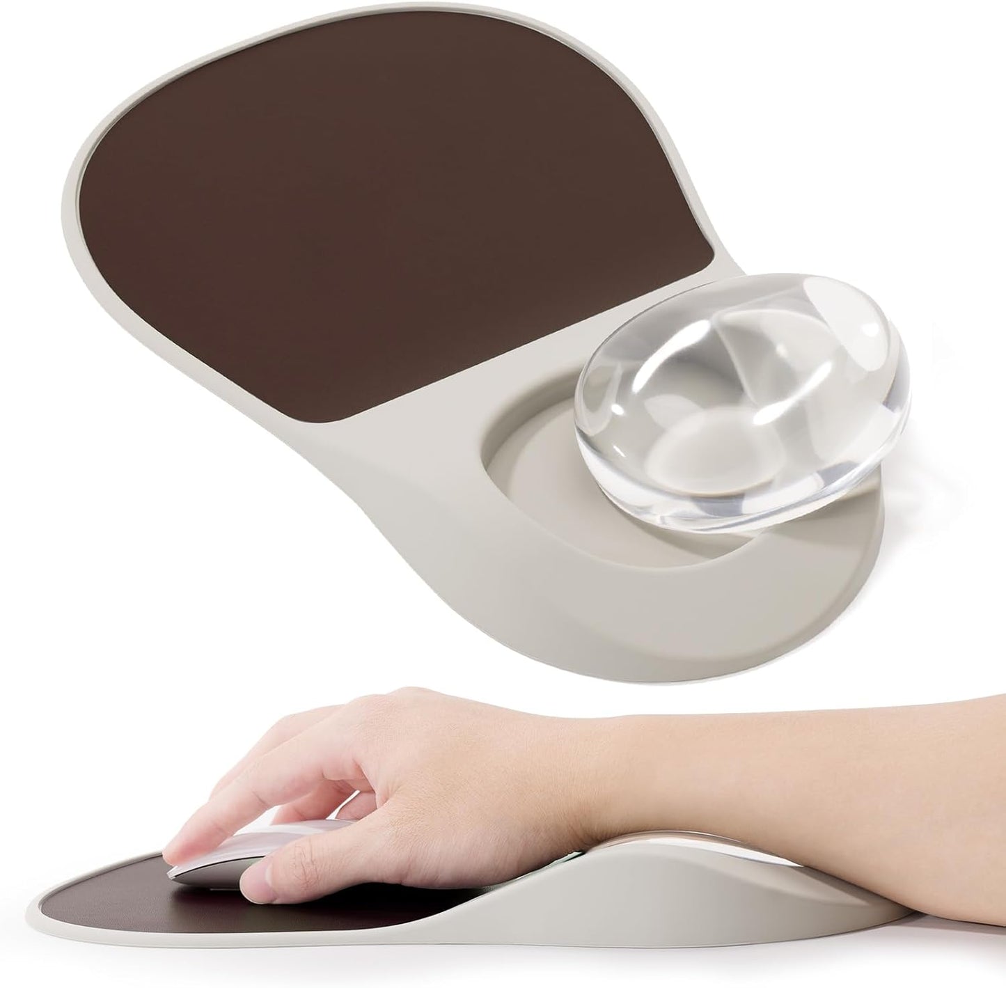 Gel Wrist Rest Mouse Pad - Pain Relief & Comfort - Brown