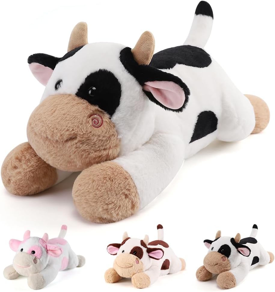 Cow Weighted Stuffed Animals - 28 Inch Plush Pillow for Comfort