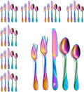Rainbow Silverware Set for 8, 40-Piece Stainless Steel Flatware Set