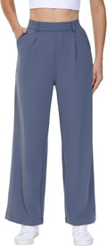 Womens Dress Pants Work Wide Leg Trousers with Pockets - Comfy Office