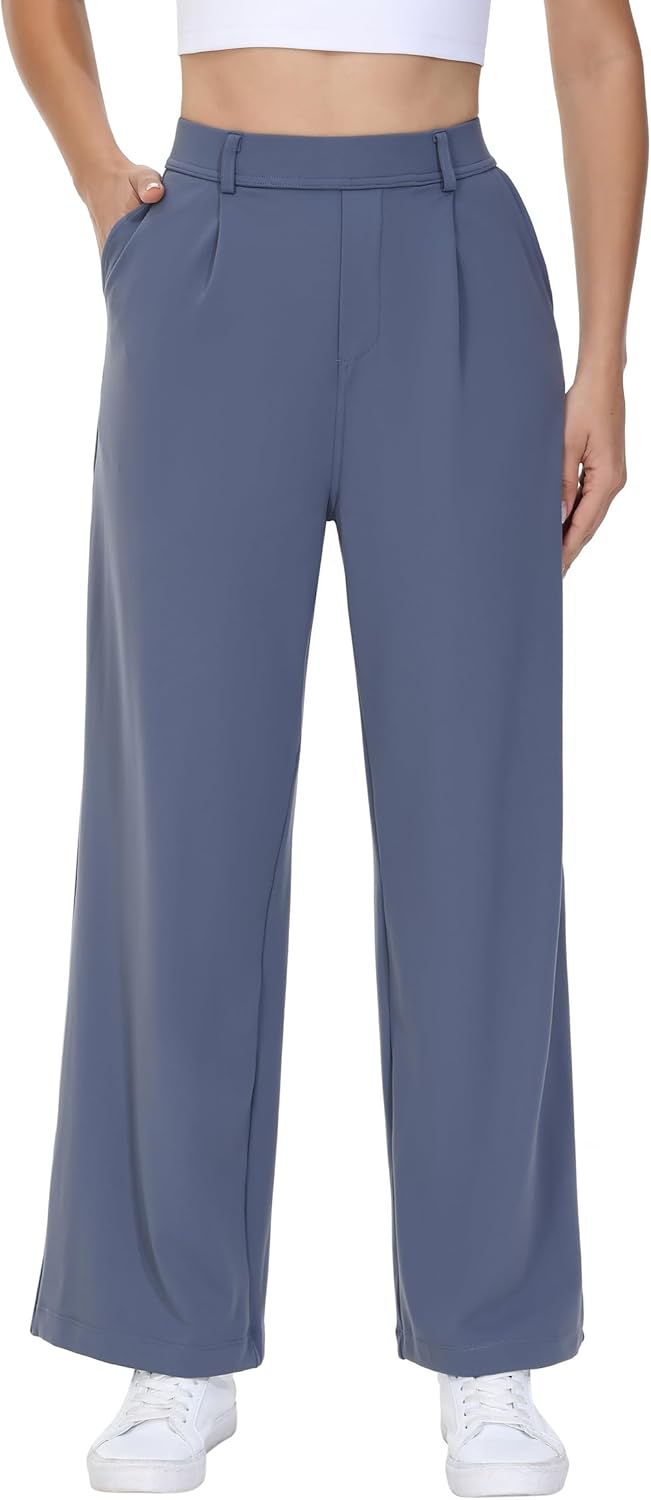 Womens Dress Pants Work Wide Leg Trousers for Office and Yoga