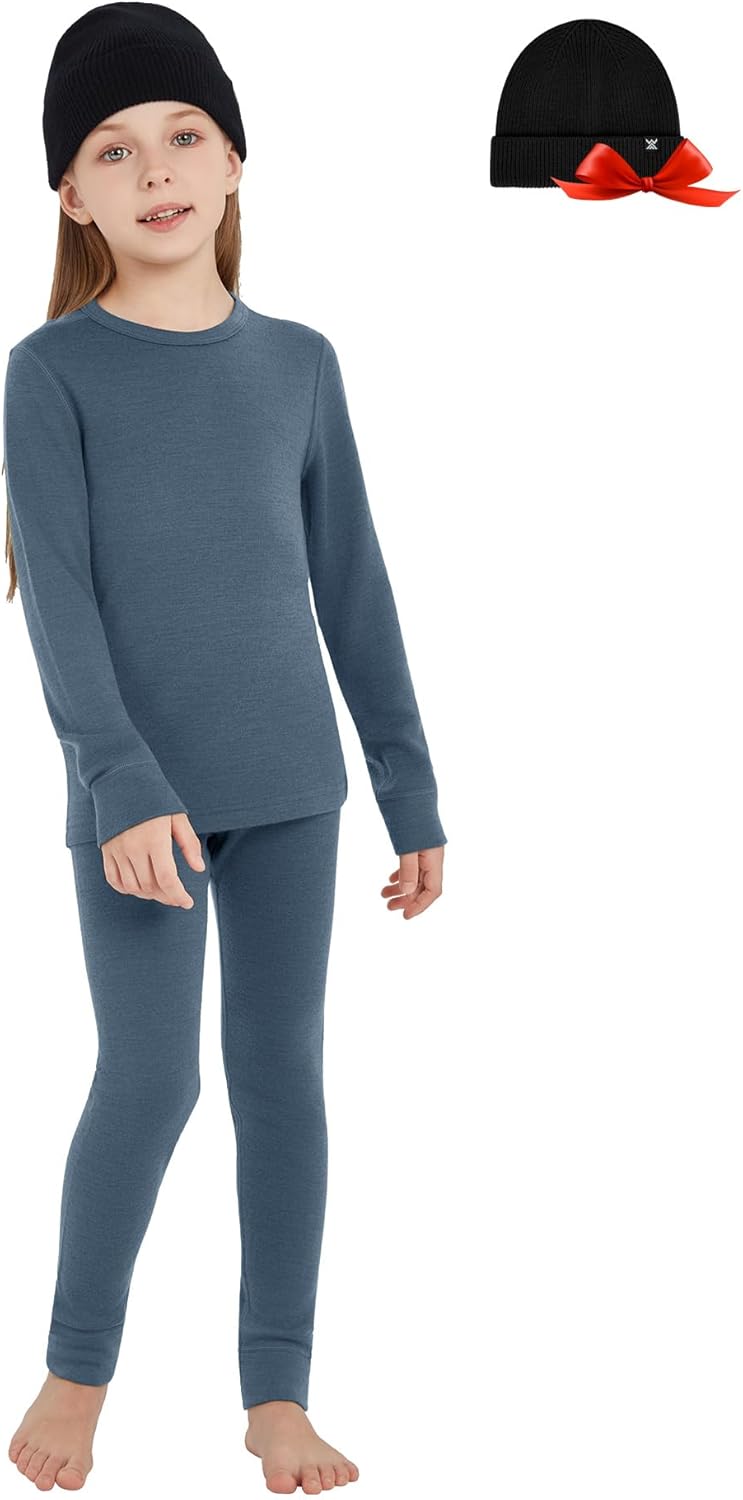 Unisex Kids' Merino Wool Base Layer Sets - Thermal Underwear Gift