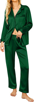 Silk Satin Pajamas Womens Long Sleeve 2-Piece Set - Soft Luxury