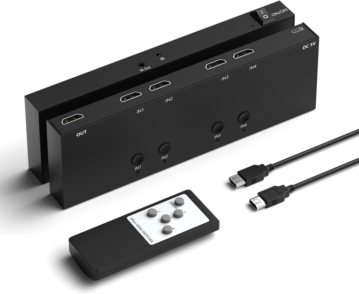 4 in 1 Out HDMI Converter with 4K@60Hz Switch & Remote Control