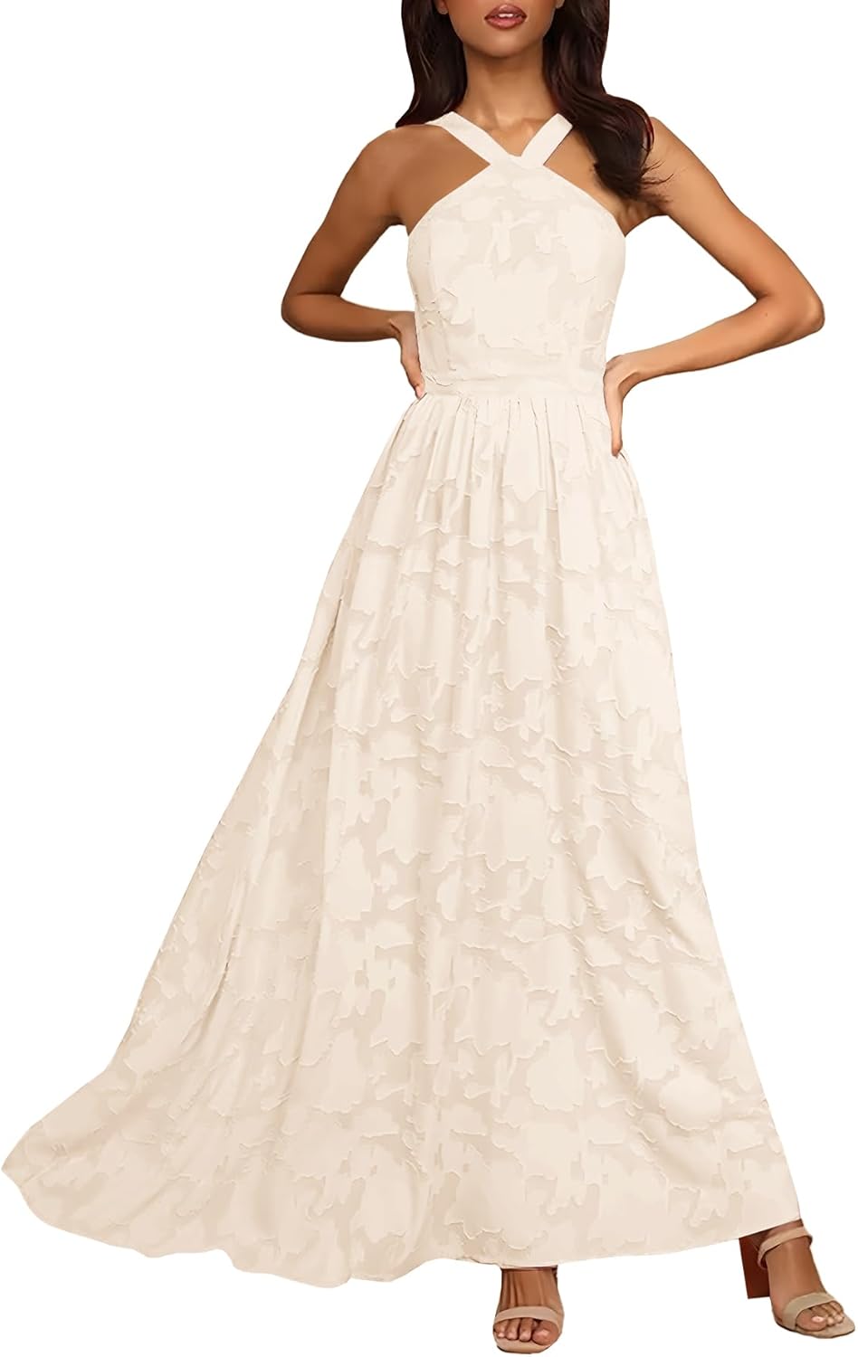 Stylish Women's Summer Dresses 2025 Halter Neck Floral Maxi