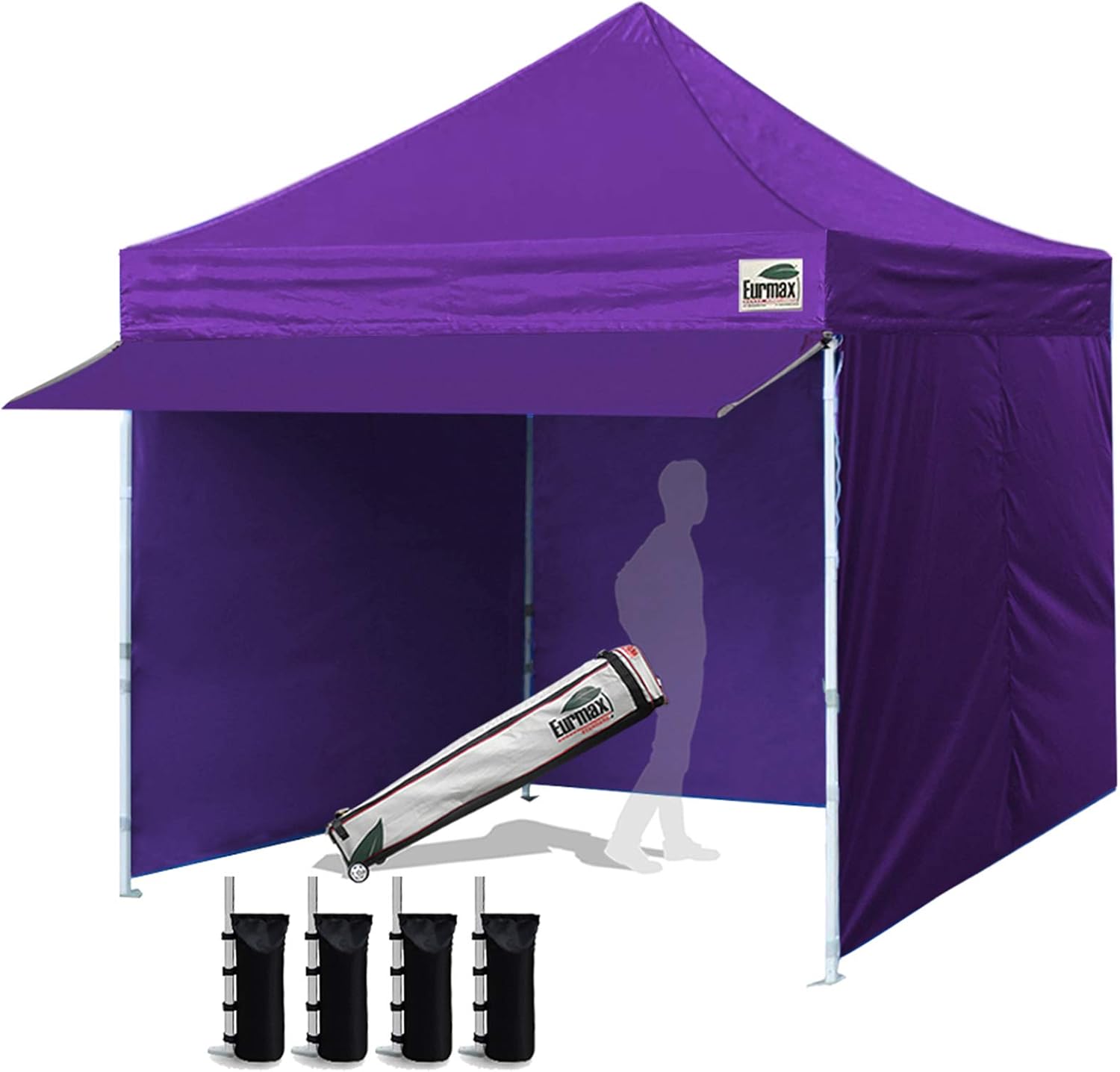 Eurmax 10 x 10 Pop Up Canopy Tent with Sidewalls and Awning