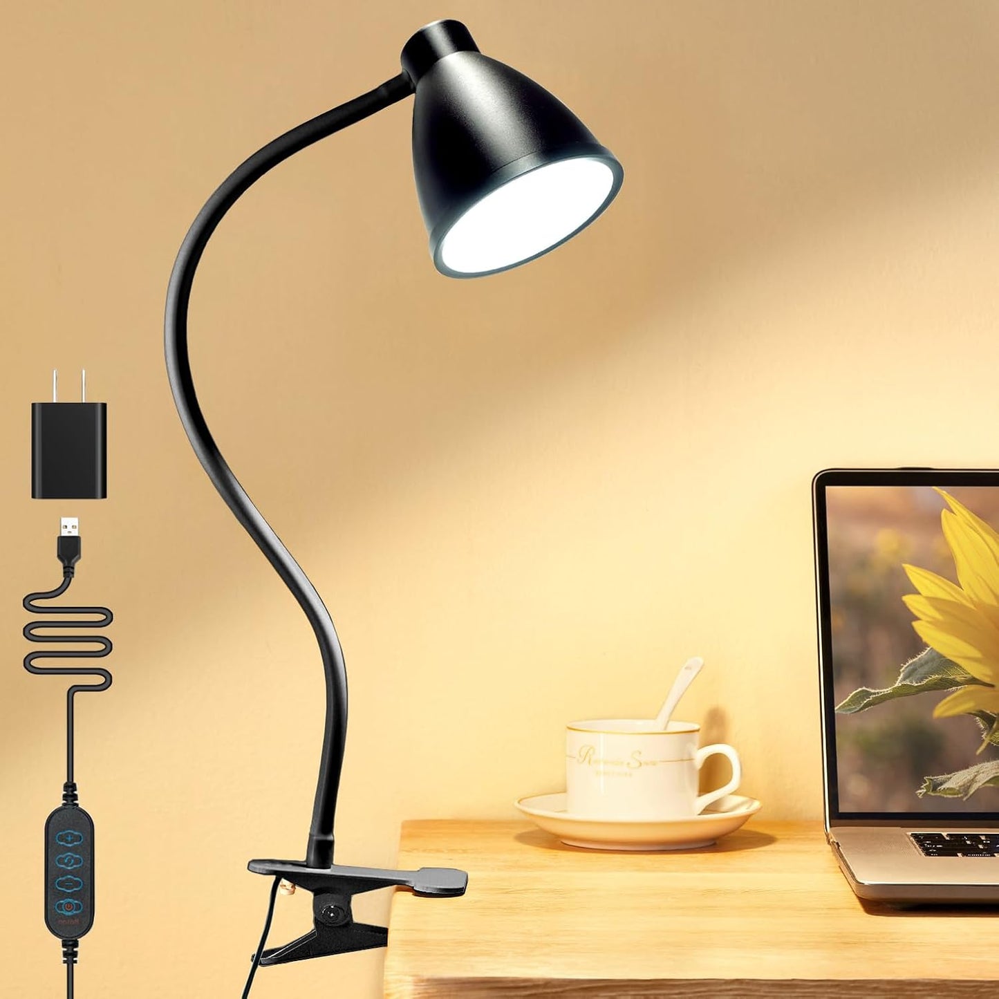 BOHON 3 Color Modes Desk Lamp - Flexible & Bright