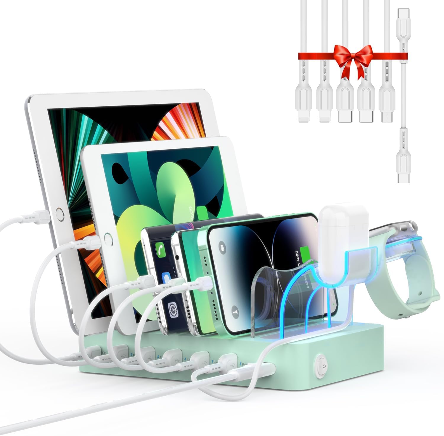 SooPii 6-Port Charging Station for Multiple Devices with Fast Charging