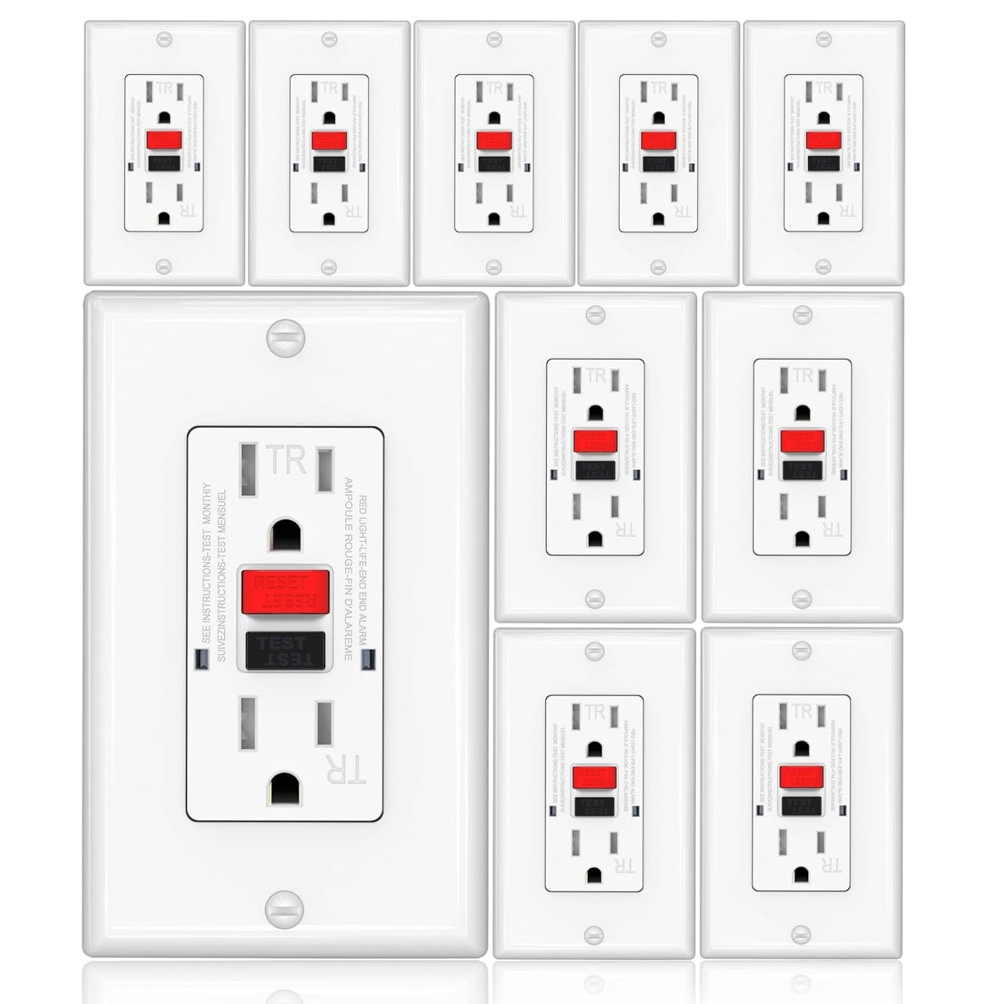 GFCI Outlet with Self Test and Tamper Resistance for Safety