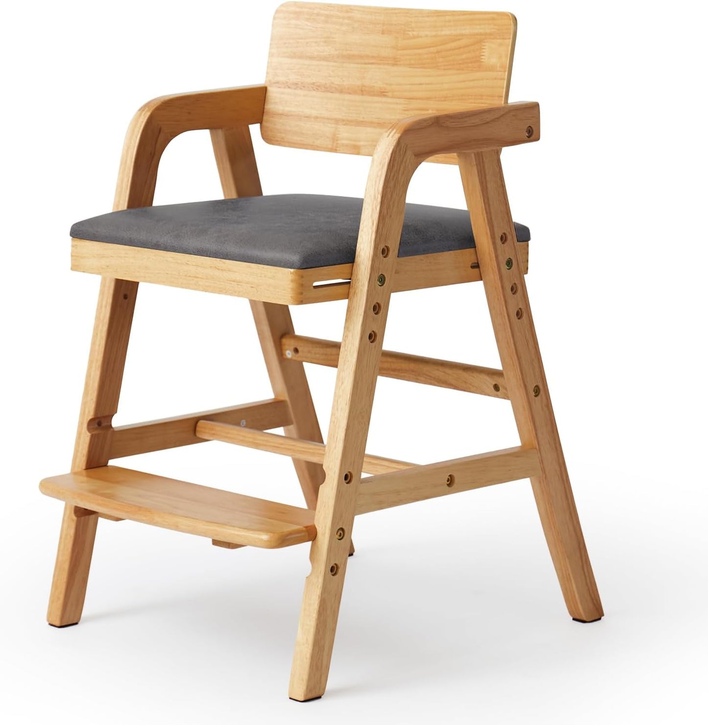 Solid Wood High Chair for Babies and Toddlers with Steps