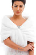 Aukmla Women's Wedding Fur Wraps and Shawls Bridal Fur Stole - Warm