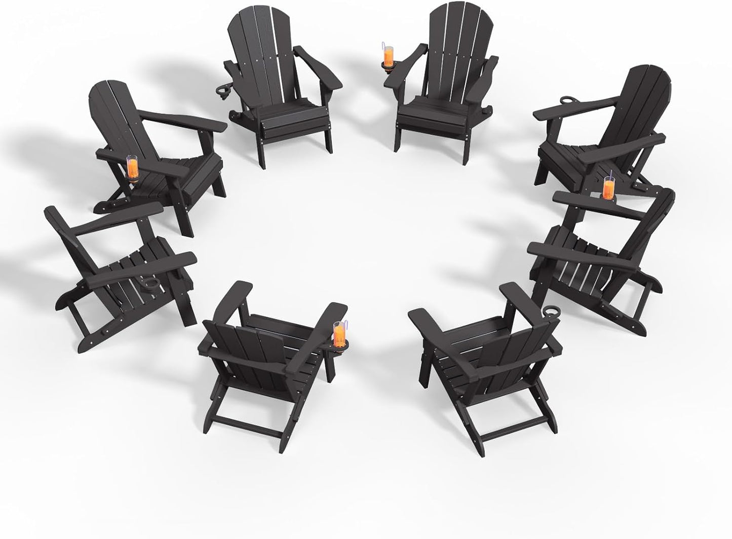 Folding Adirondack Chair Set of 8 for Outdoor Relaxation