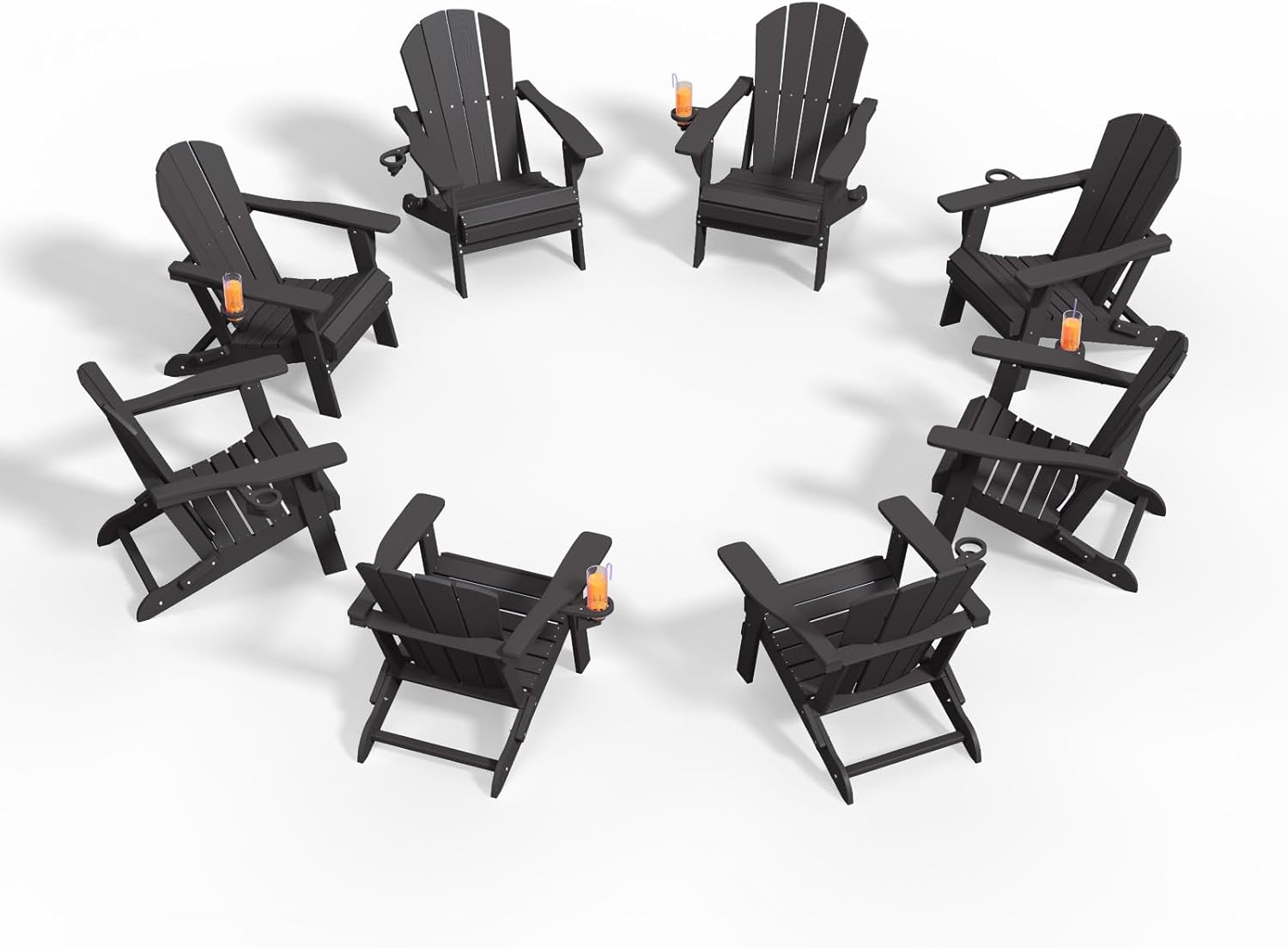 Folding Adirondack Chair Set of 8 for Outdoor Relaxation