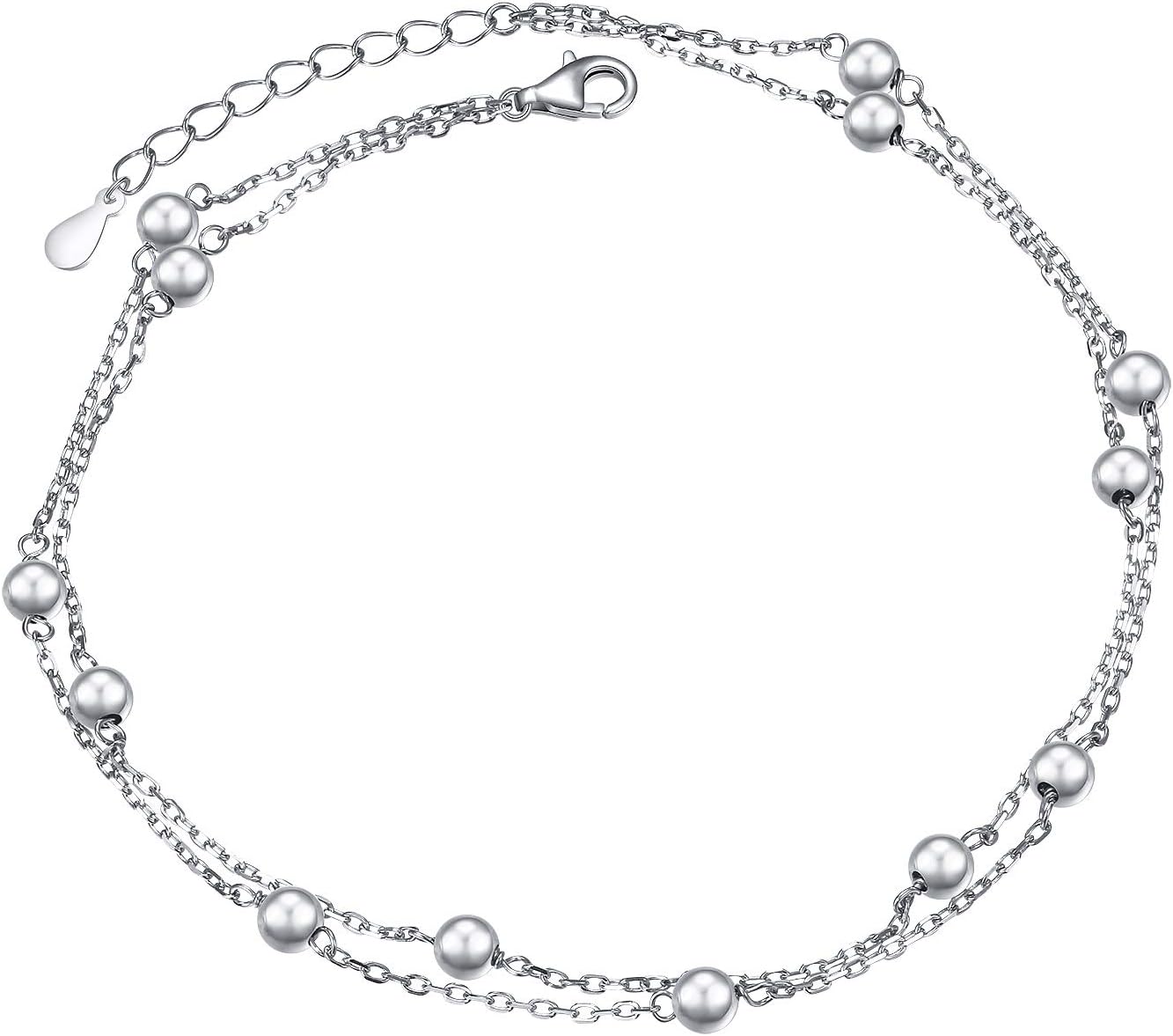 FLYOW Anklet for Women S925 Sterling Silver Adjustable Charm