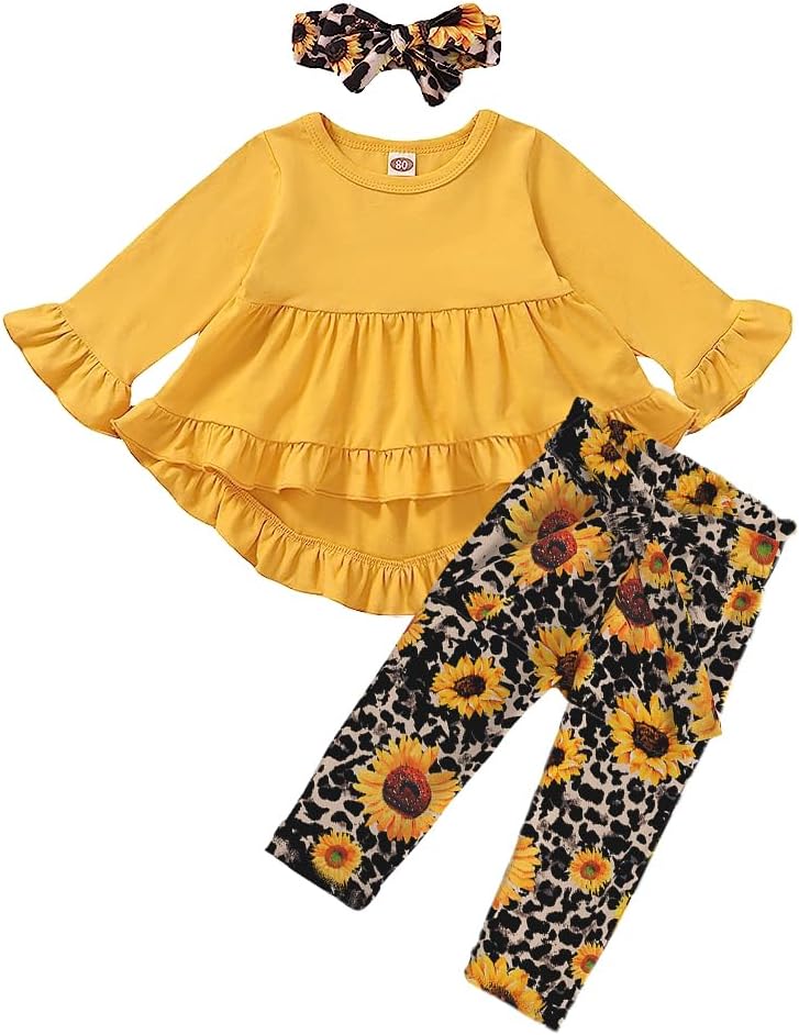 Ruffle Sleeve Floral Pant Set for Little Girls by Kucnuzki