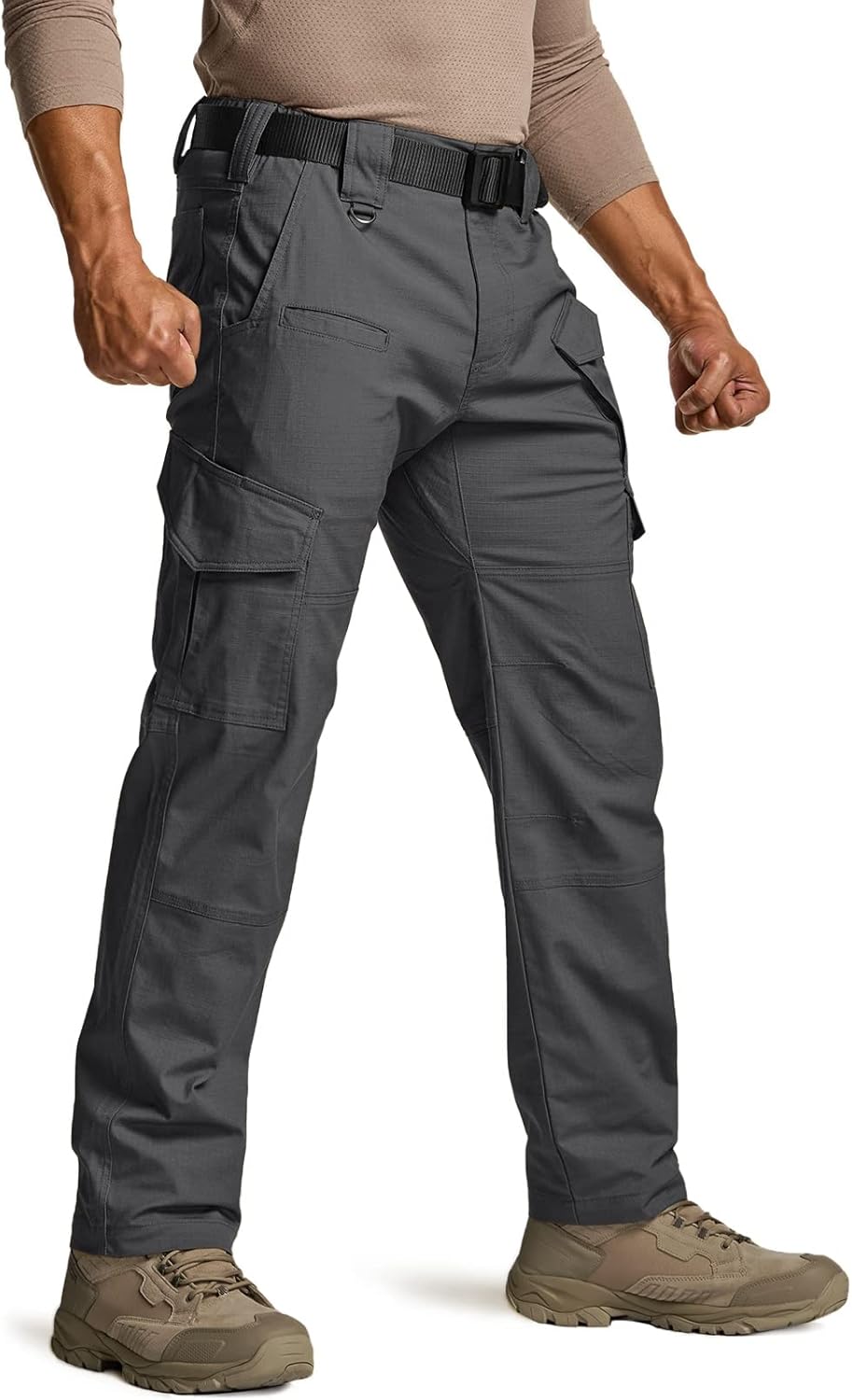 CQR Men's Flex Ripstop Tactical Pants for Hiking and Work