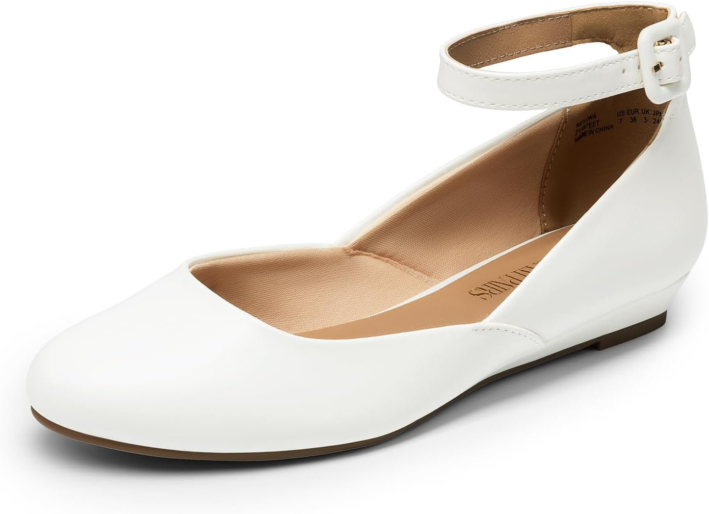 DREAM PAIRS Women's Dress Flats Ballet Low Wedge Ankle Strap