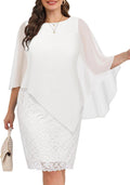 Plus Size Dresses for Women Wedding Guest White Lace Cape Dress