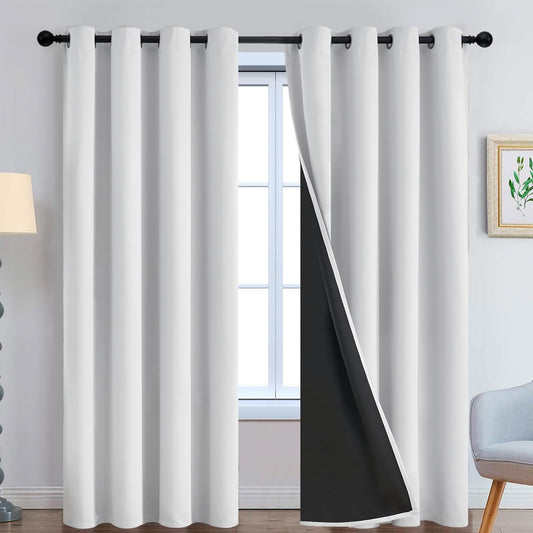 Yakamok 100% Blackout Curtains for Bedroom, 84 in Long Panels