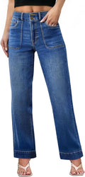 Sidefeel Women's Straight Leg Jeans High Waisted Tummy Control body
