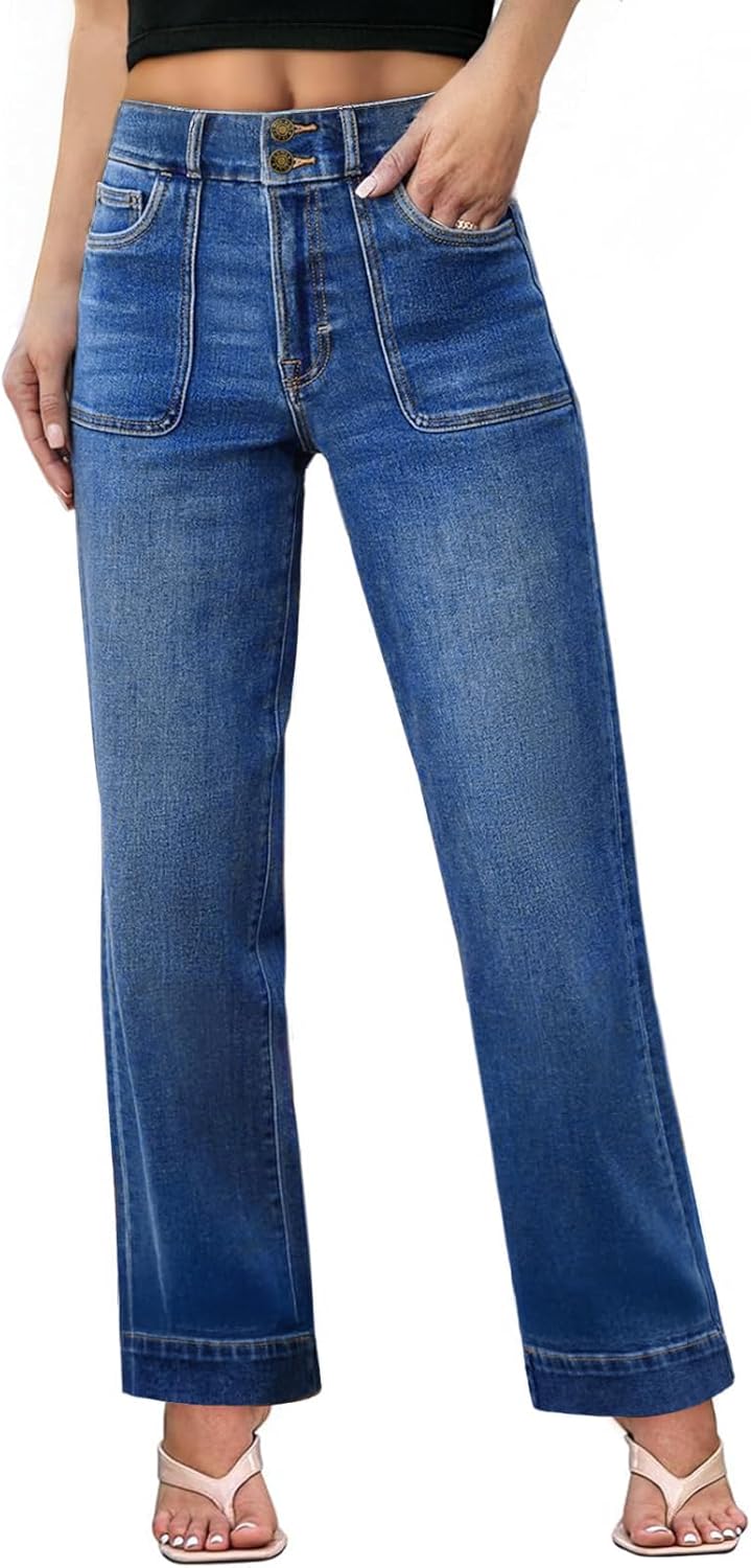 Sidefeel Women's High Waisted Stretchy Tummy Control Jeans