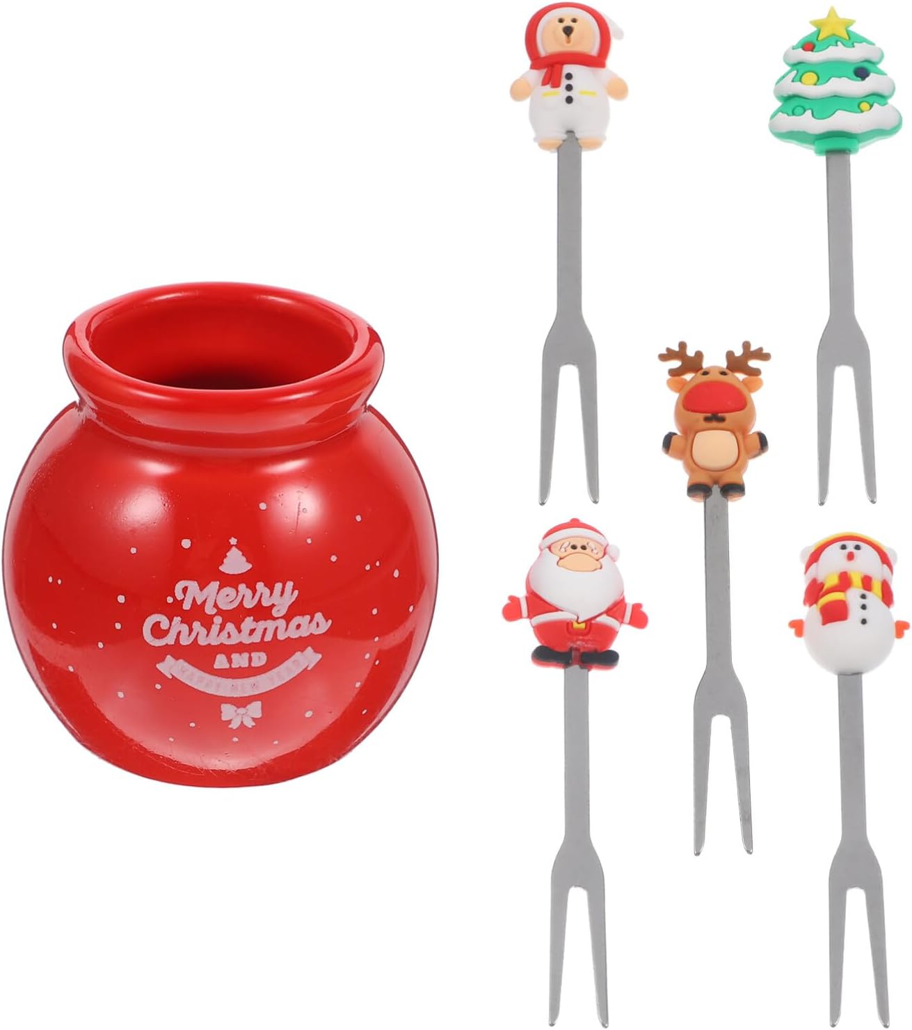 Hemoton Christmas Cocktail Picks - Festive Fruit Fork Set
