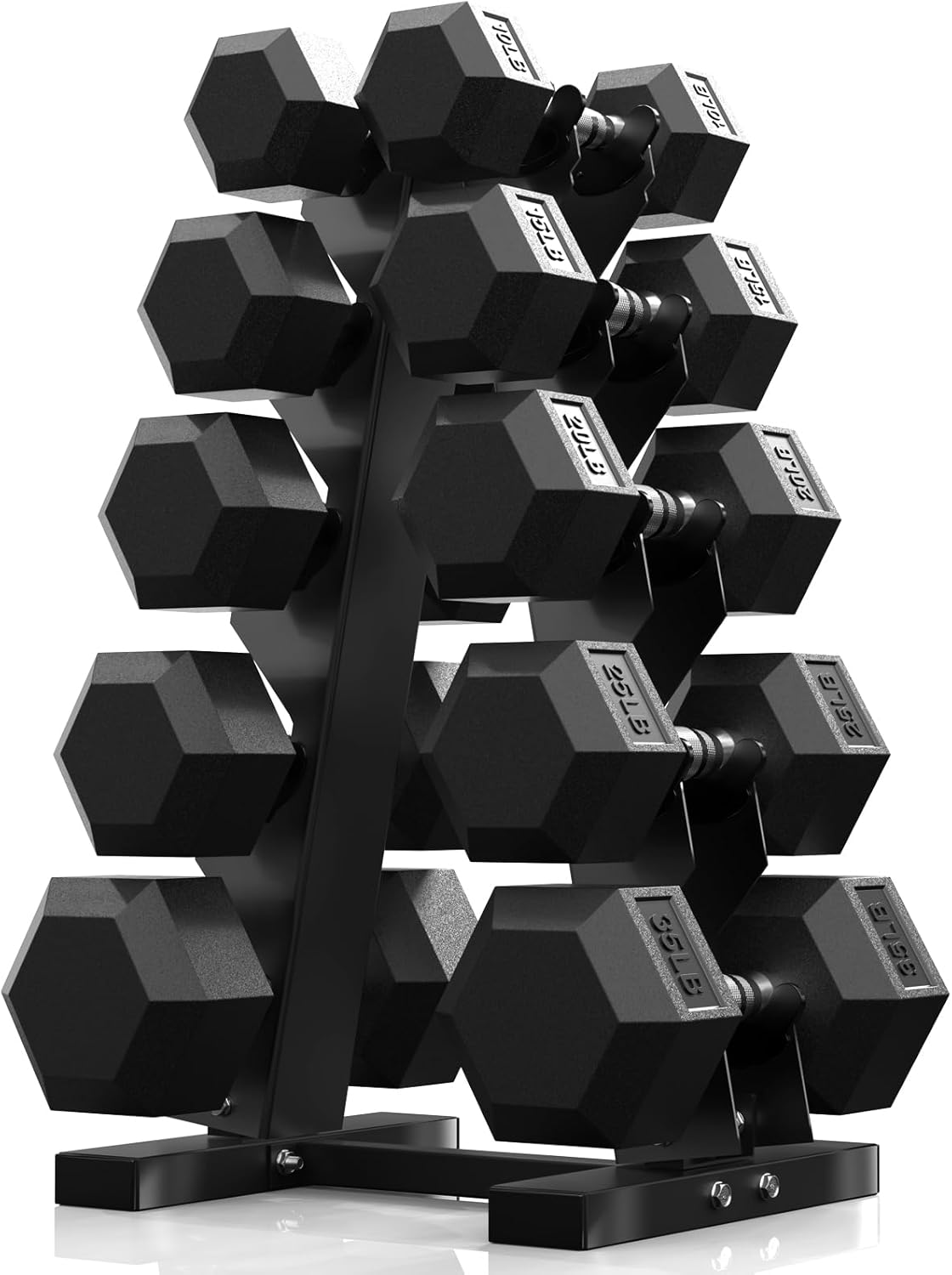 PAPABABE Hex Dumbbell Sets with Rack for Strength Training