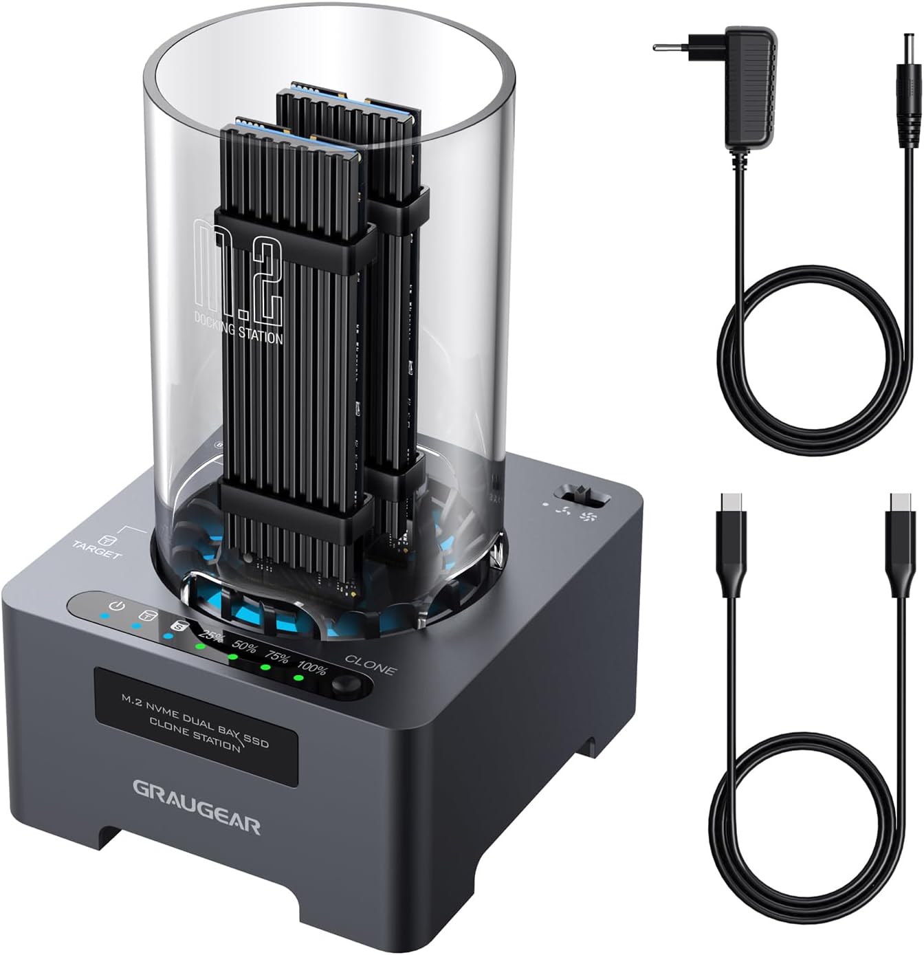 GRAUGEAR NVMe M.2 SSD Duplicator for Fast Offline Cloning