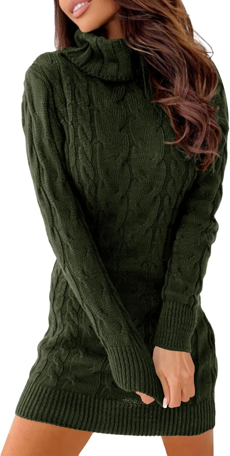 Langwyqu Womens Cable Knit Sweater Dress for Fall Fashion