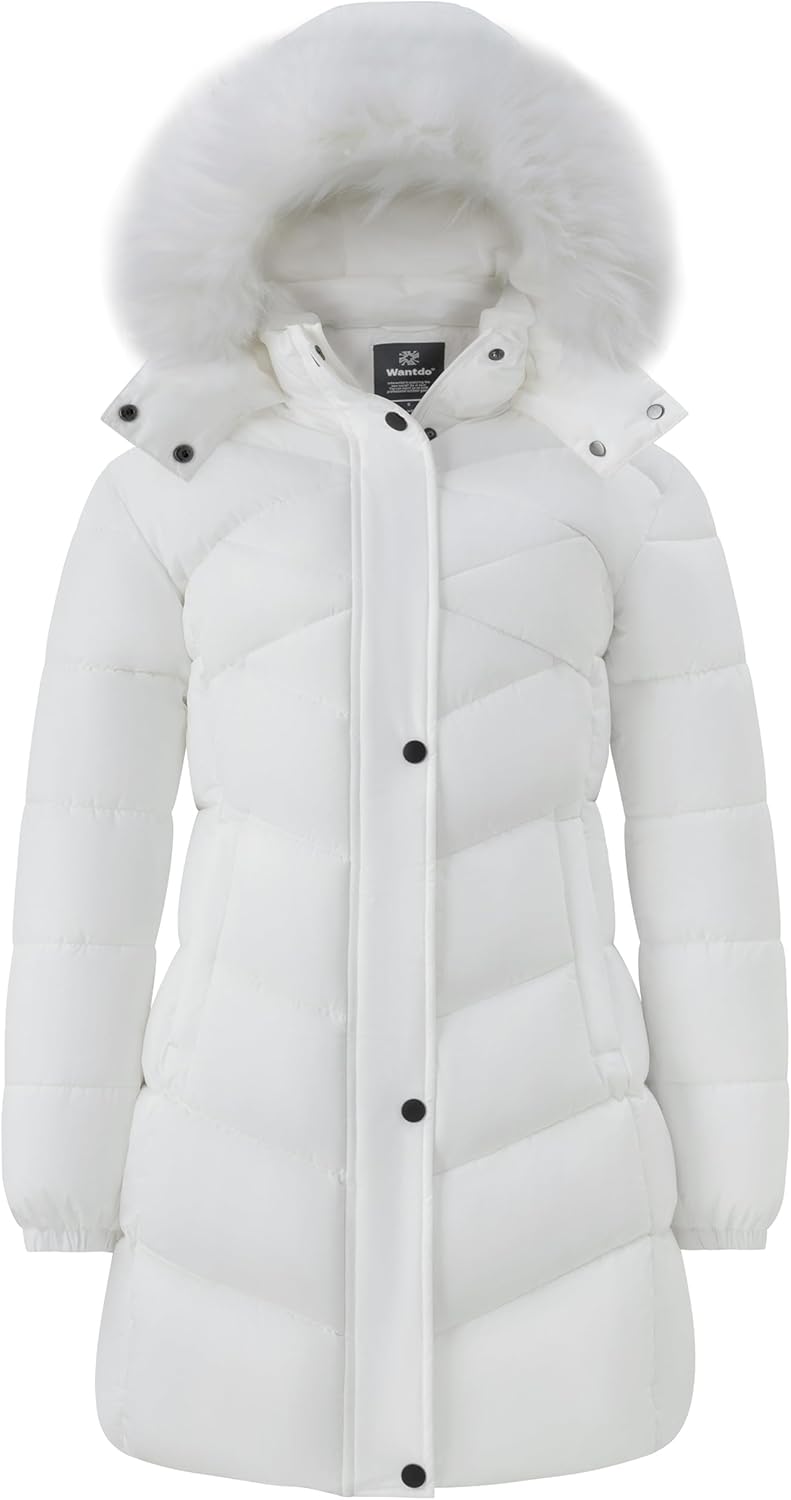Wantdo Women's Long Winter Coat Waterproof Warm Quilted Puffer