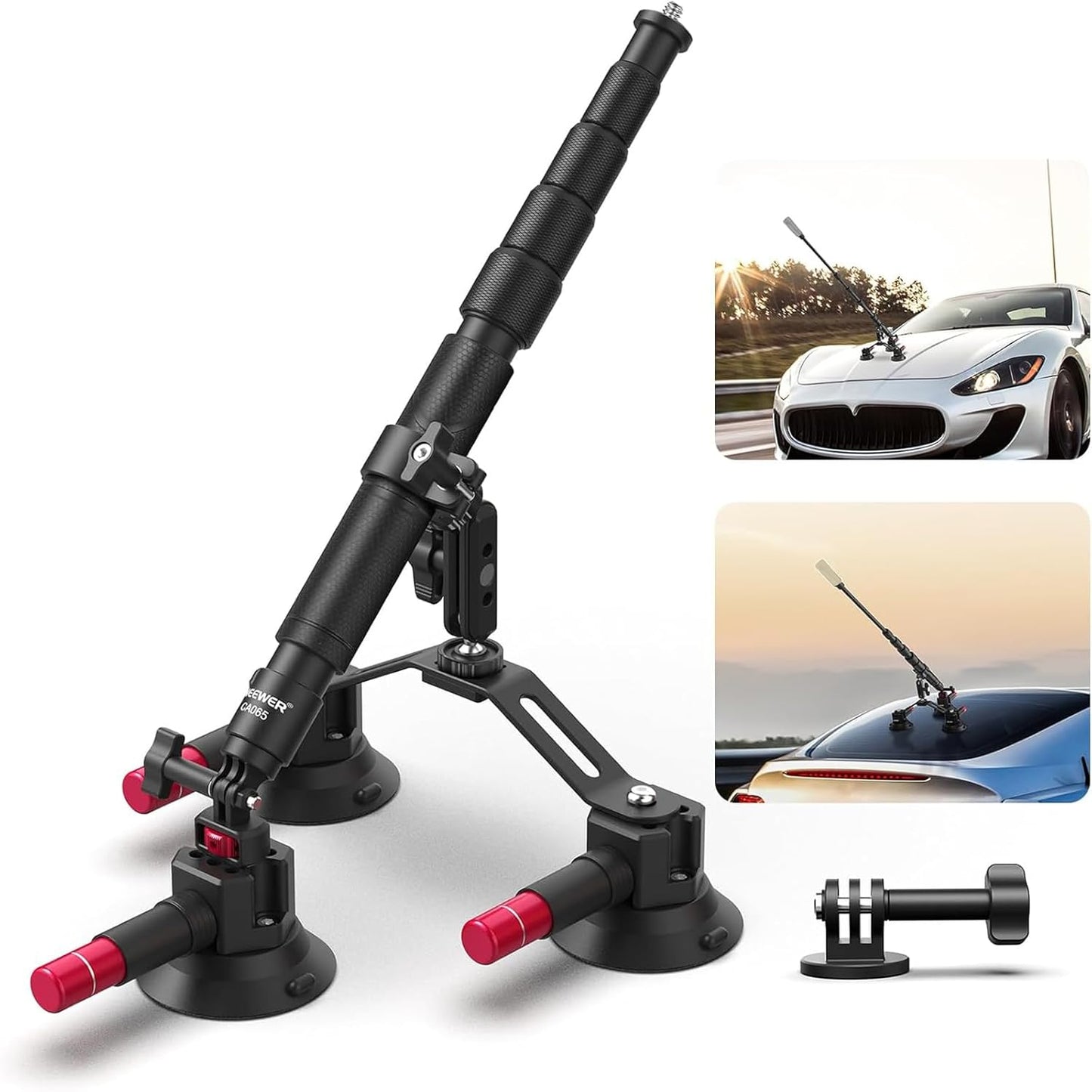 NEEWER Triple Suction Cup Car Mount Kit for Action Cameras