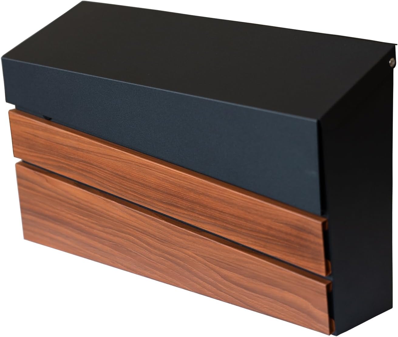 Wall-Mount Mailbox with Walnut Wood Panel for Modern Homes