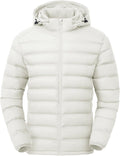 Men's Lightweight Puffer Jacket with Detachable Hood - Packable Warm
