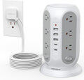 TESSAN Tower Power Strip with Individual Switches and USB Ports