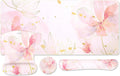 Large Pink Desk Mat Mouse Pad Set with Wrist Rests - Ergonomic Memory
