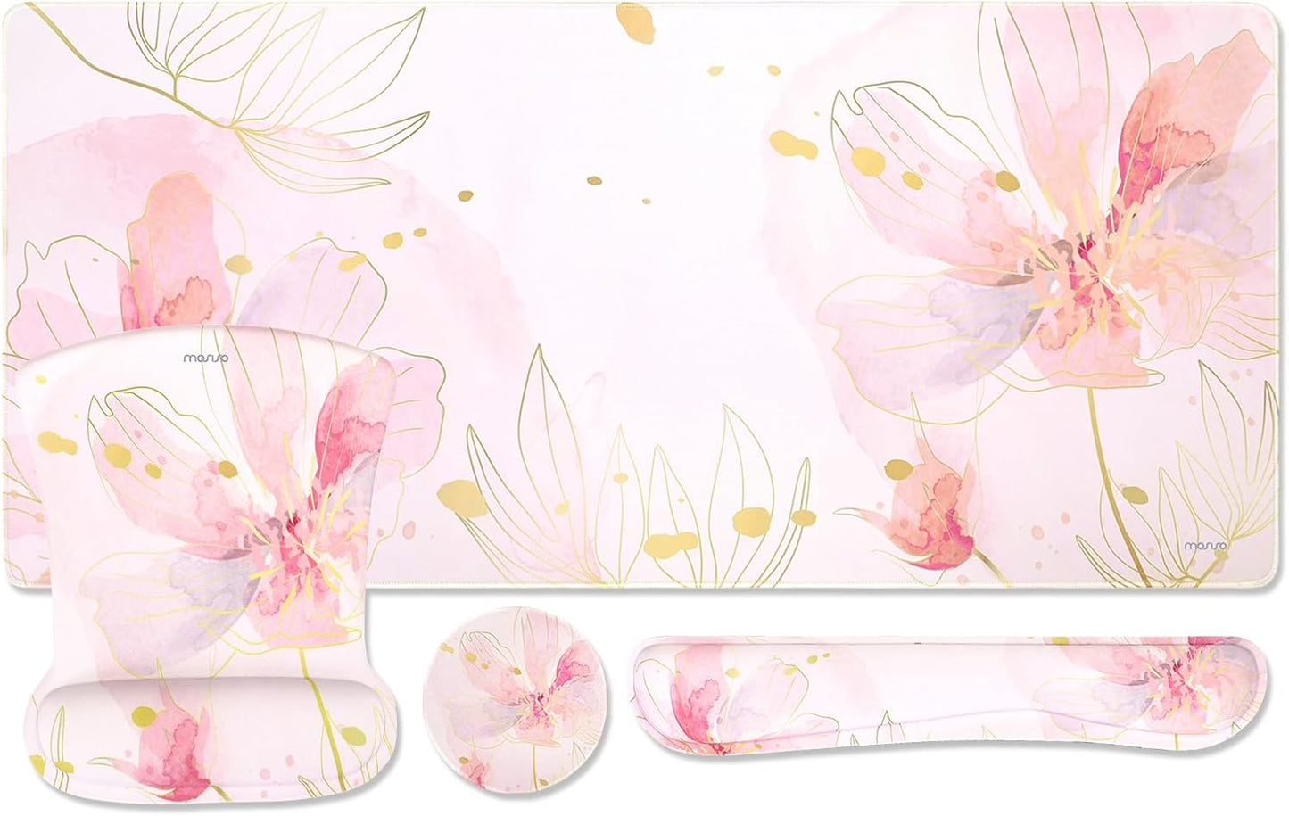 MOSISO Pink Desk Mat Set - Ergonomic Comfort