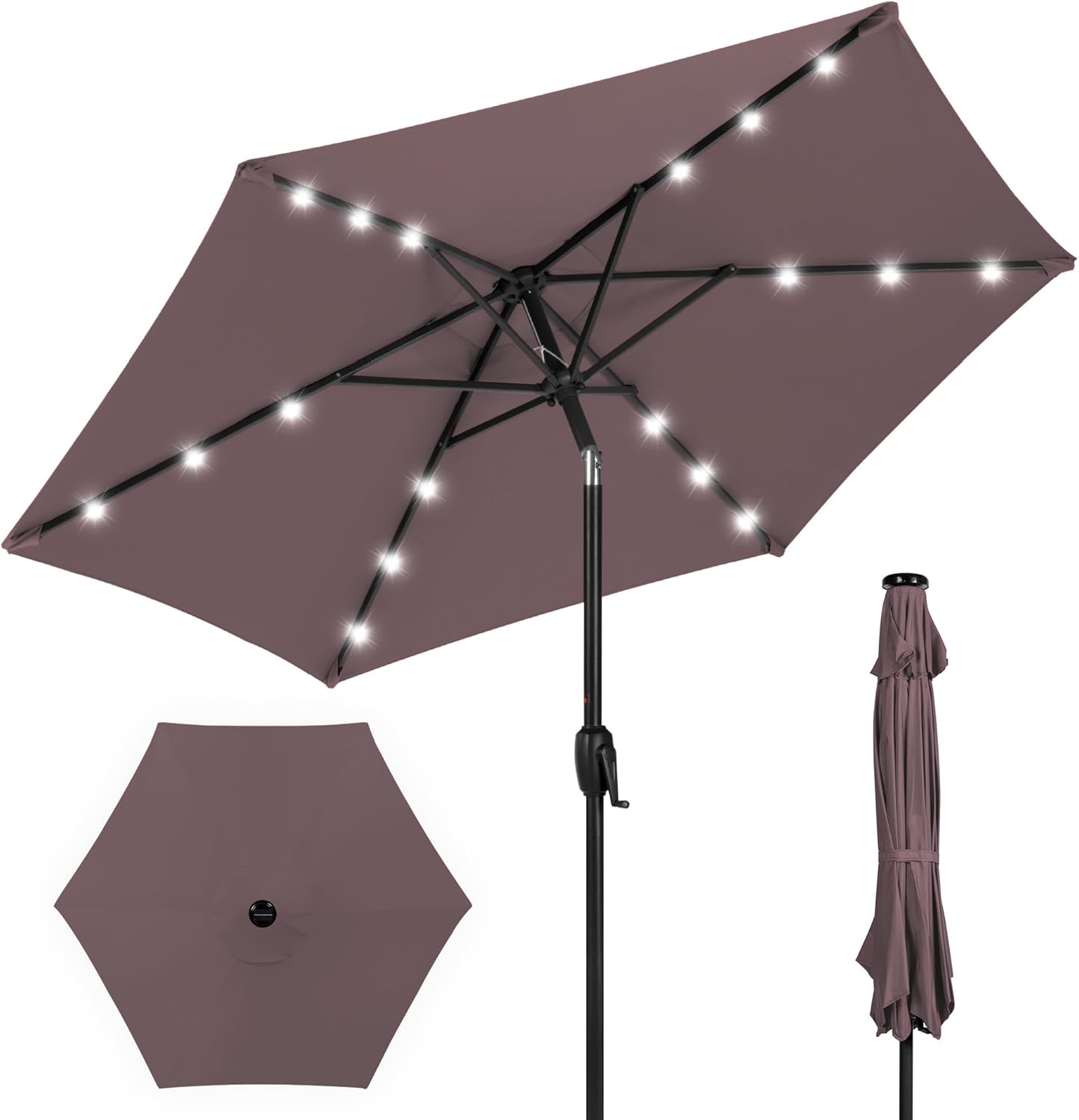 7.5ft Outdoor Solar Market Table Patio Umbrella with LED Lights