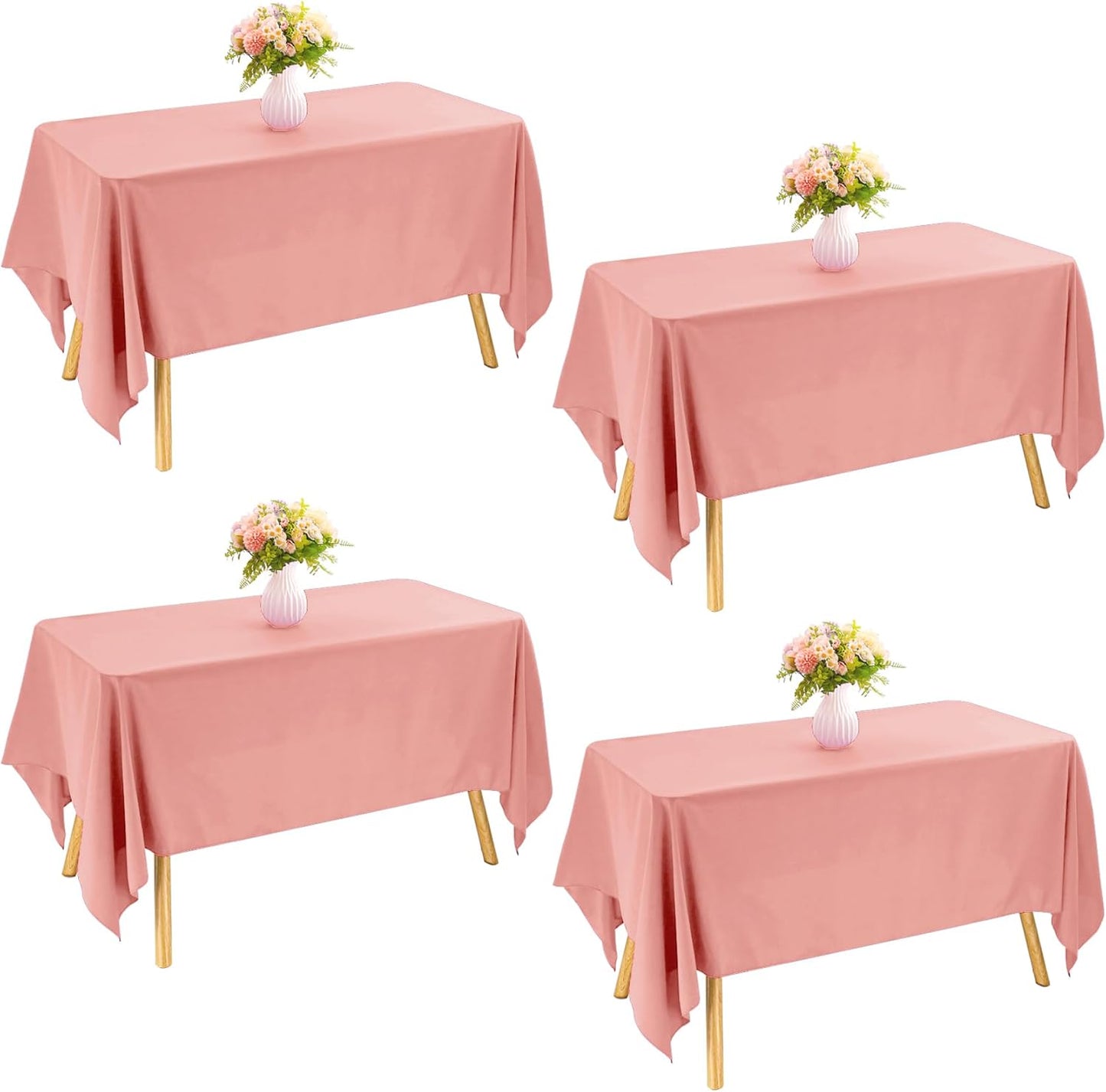 4 Pack Rectangle Tablecloths for 6 Foot Tables in Dusty Rose